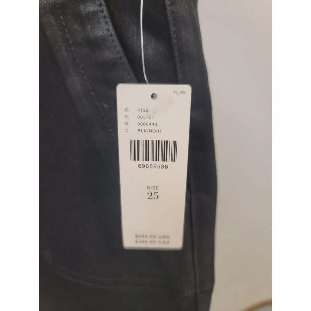 PAIGE jet black fog coated denim cropped Mayslie Jogger urban jeans pants 25 NWT - Picture 4 of 8